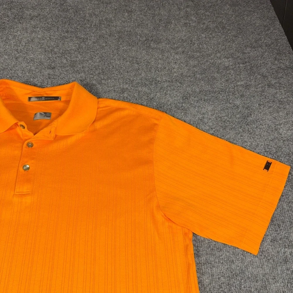 Nike Tiger Woods Dri-FIT Golf Polo Mens Large Orange Performance Athletic Shirt